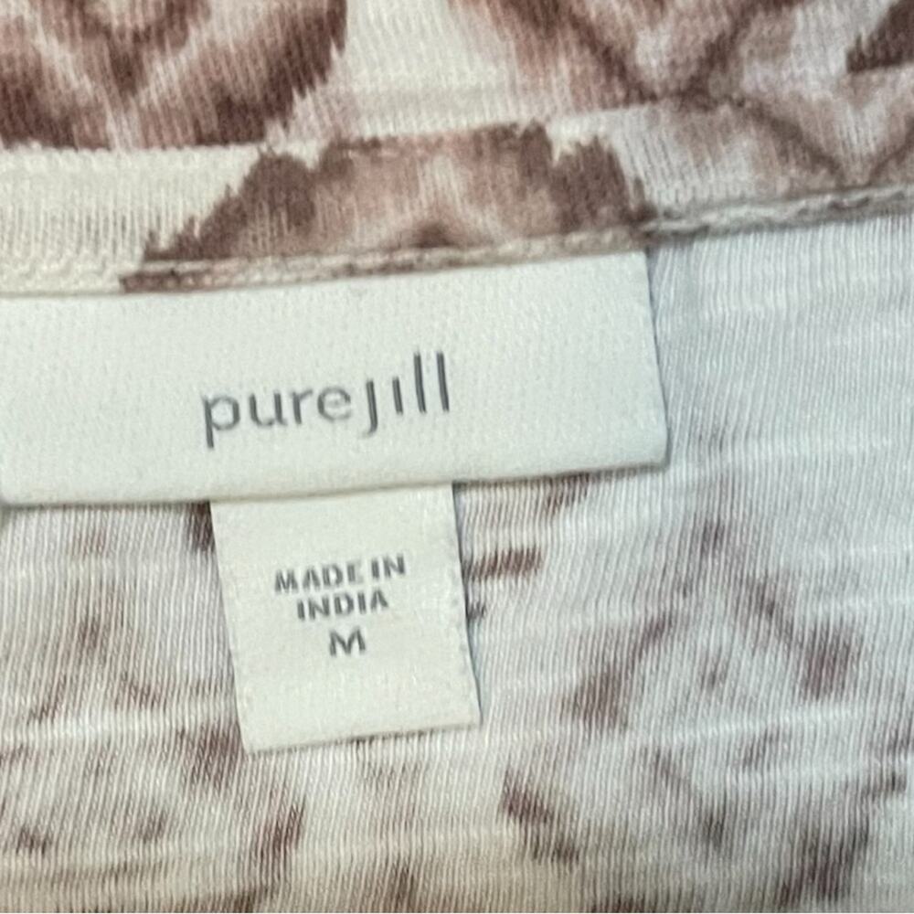 J. Jill Top Women Pullover Ikat Geometric 3/4 Sleeve V-Neck Shirt Size M - Picture 6 of 7